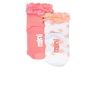 Mini girls fluro coral socks pack